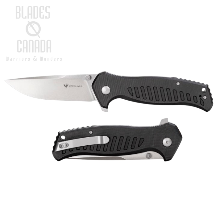 Steel Will Barghest Flipper Folding Knife, D2 Satin, G10 Black, F3701
